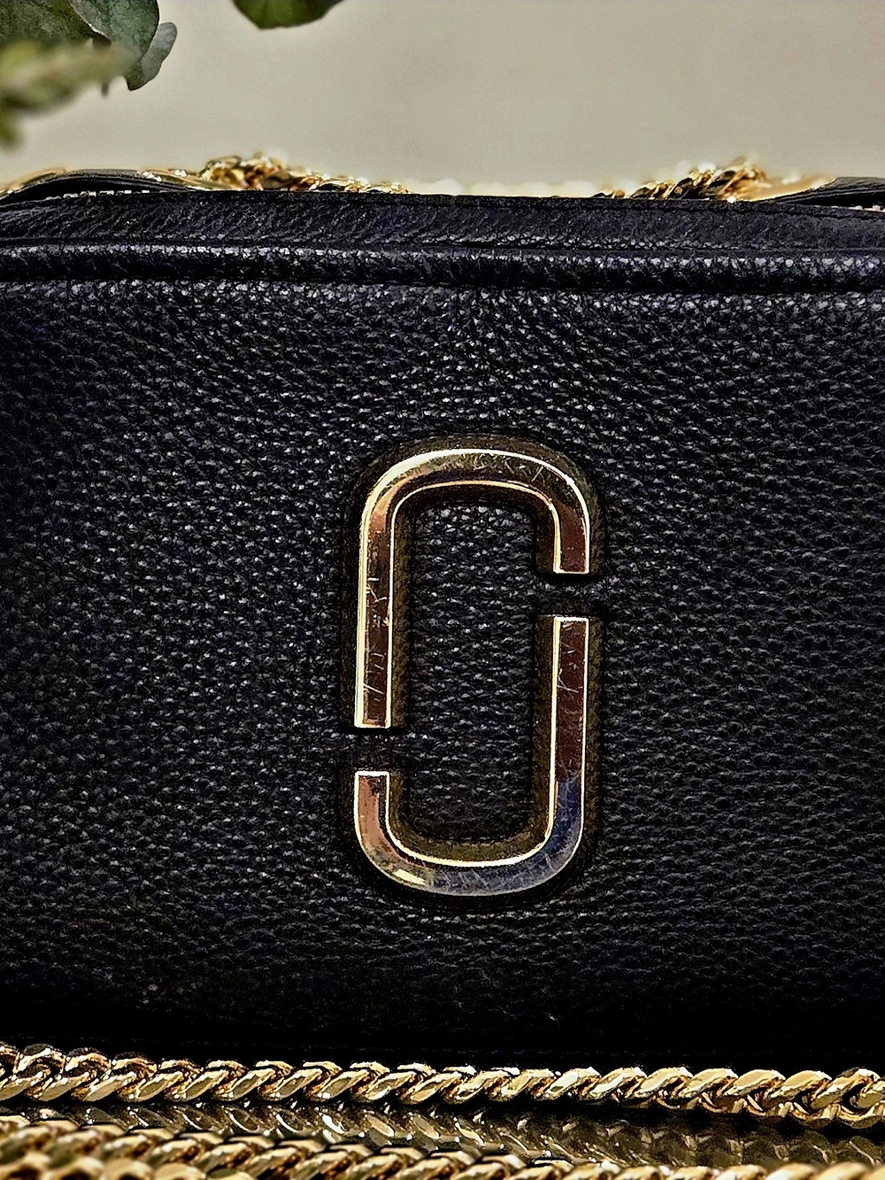 Marc Jacobs Black Leather Crossbody with Gold Hardware